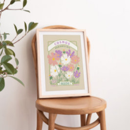 Poster av kosmos Flowers Seed Packet