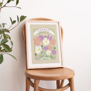 Poster av kosmos Flowers Seed Packet
