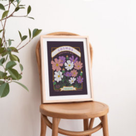 Poster av kosmos Flowers Seed Packet (djup Lila)