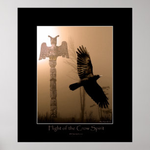 Poster av kråka SPIRIT & Totem Pole Art (mindre St