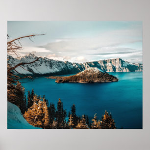 Poster av krater Sjö i södra Oregon