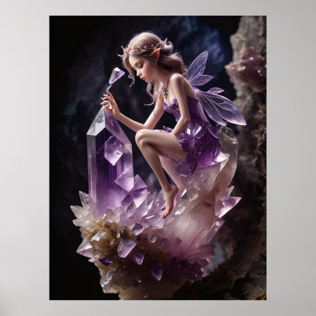 Poster av krypstals Amethyst Fairy Wall Art (Framsidan)
