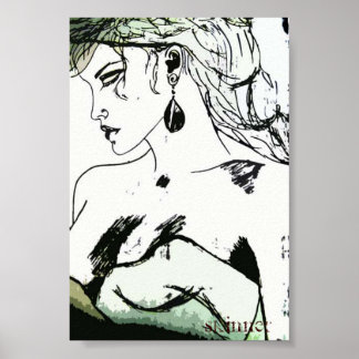 Poster av kvinna, biprofil