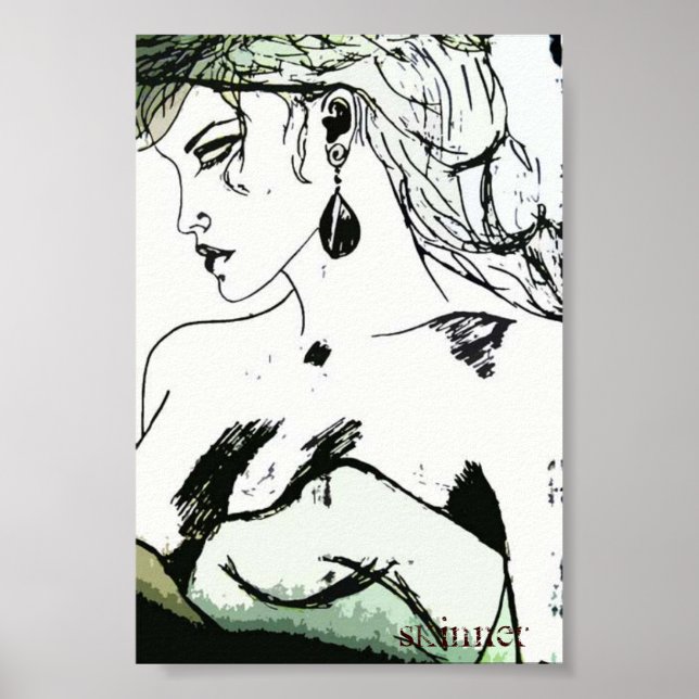Poster av kvinna, biprofil (Framsidan)
