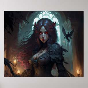 Poster av kvinnlig Mörk Fantasy Anime Art