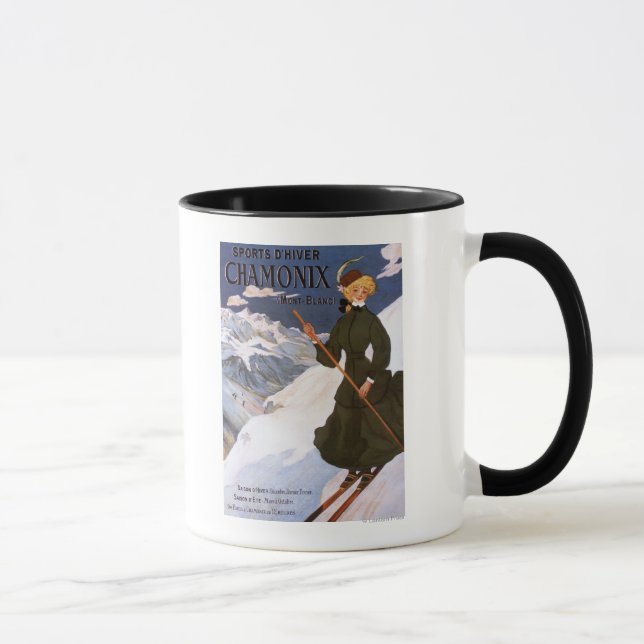 Poster av kvinnor i Grönt Skiing Mugg (Höger)