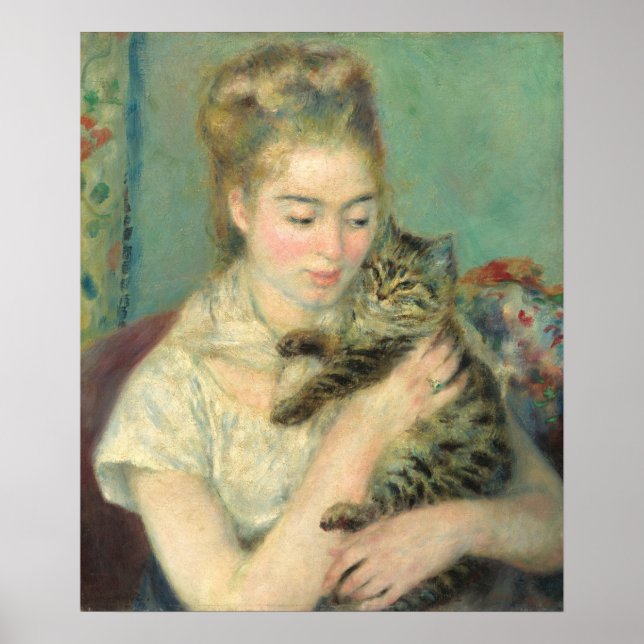 Poster av kvinnor med katt - Auguste Renoir Fine A (Framsidan)
