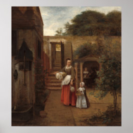 Poster av kvinnor och barn - Pieter de Hooch Fine 