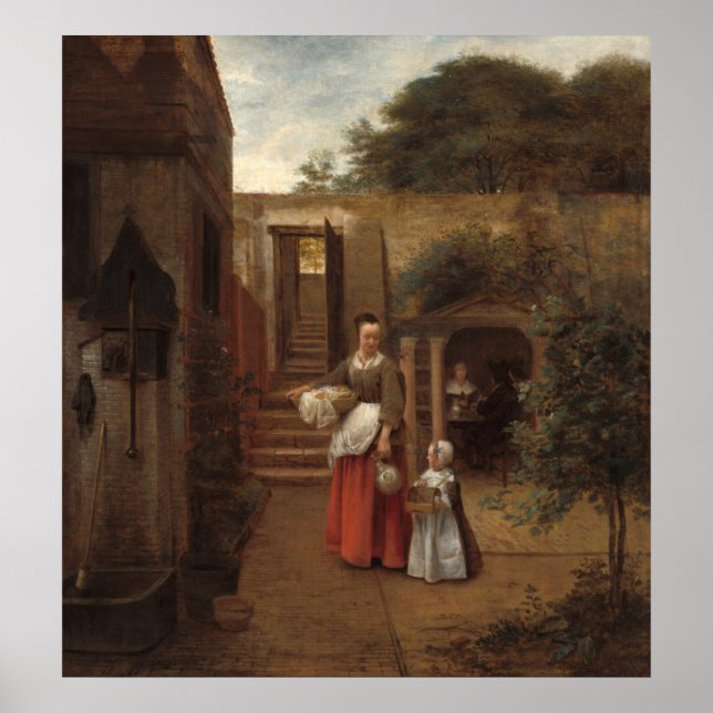 Poster av kvinnor och barn - Pieter de Hooch Fine  (Framsidan)
