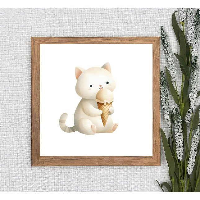 Poster av kyl- och sötsakskatt med iskrämskon (Skapare uppladdad)