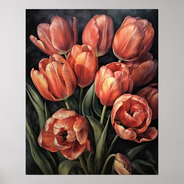 Poster av laxtulip Flowers Art Print (Framsidan)