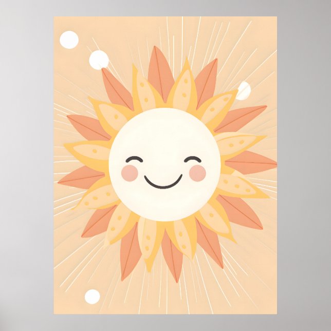 Poster av leende Sol Nursery Wall Art (Framsidan)