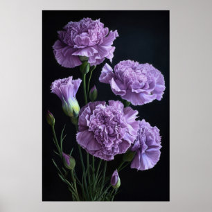 Poster av lila Carnations Flower Art Print