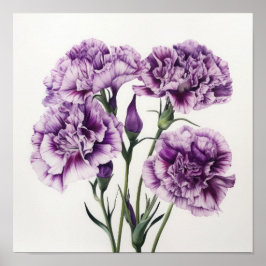 Poster av lila Carnations Flower Art Print