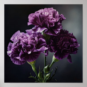 Poster av lila Carnations Flower Art Print