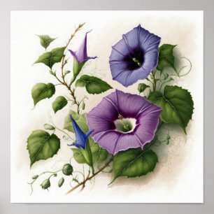 Poster av lila God morgon Glory Flowers Art Print