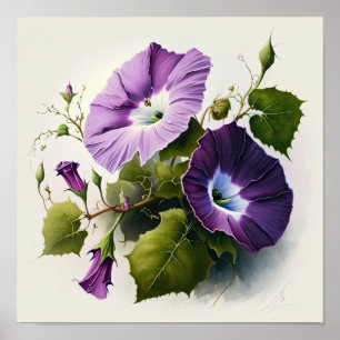 Poster av lila God morgon Glory Flowers Art Print