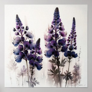 Poster av lila Lupine Flower Art-utskrift