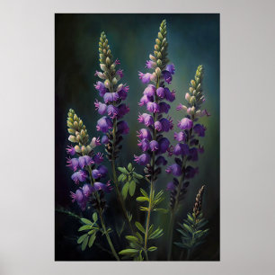 Poster av lila Lupine Flower Art-utskrift
