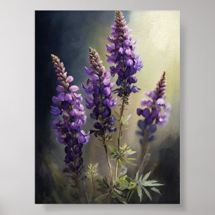 Poster av lila Lupine Flower Art-utskrift