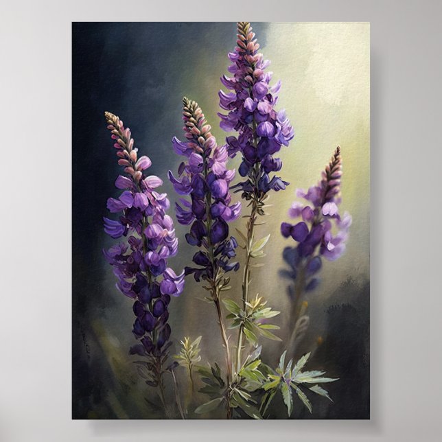 Poster av lila Lupine Flower Art-utskrift (Framsidan)