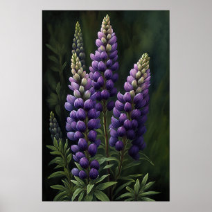 Poster av lila Lupine Flower Art-utskrift