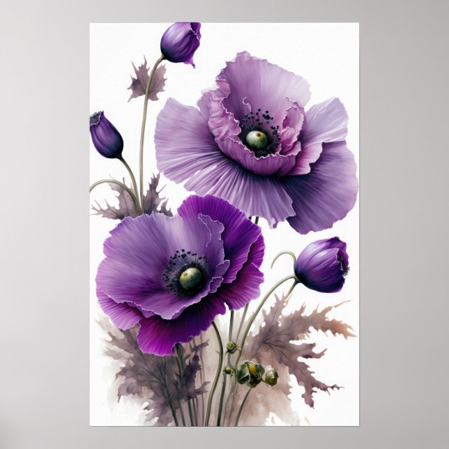 Poster av lila Poppy Flowers Art Print  (Framsidan)