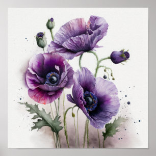 Poster av lila Poppy Flowers Art Print