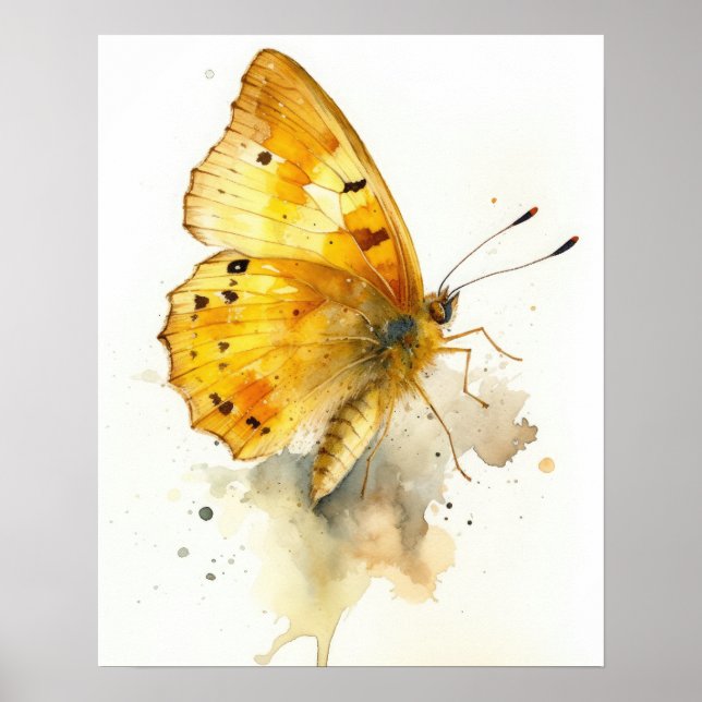 Poster av liten Gult-Butterfly Art-utskrift (Framsidan)