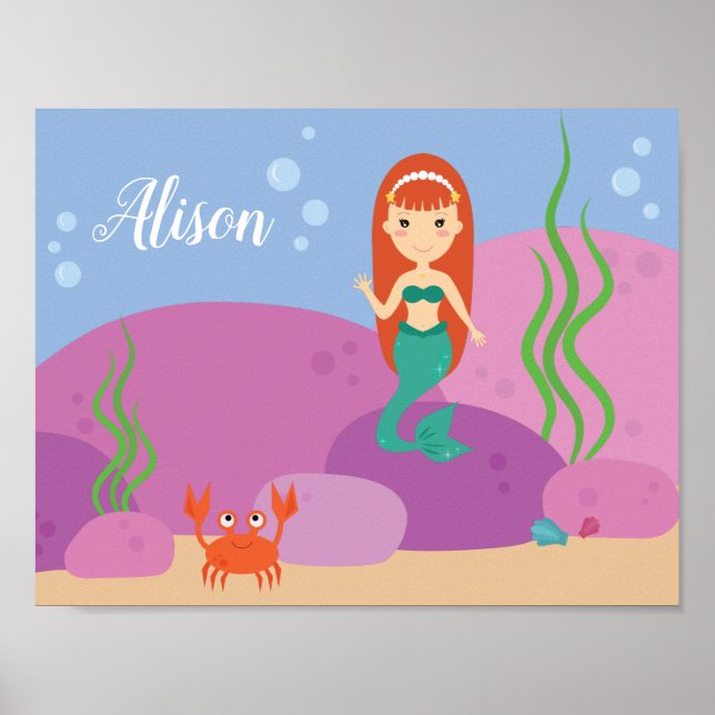 Poster av liten sjöjungfru under vattenviken (Framsidan)