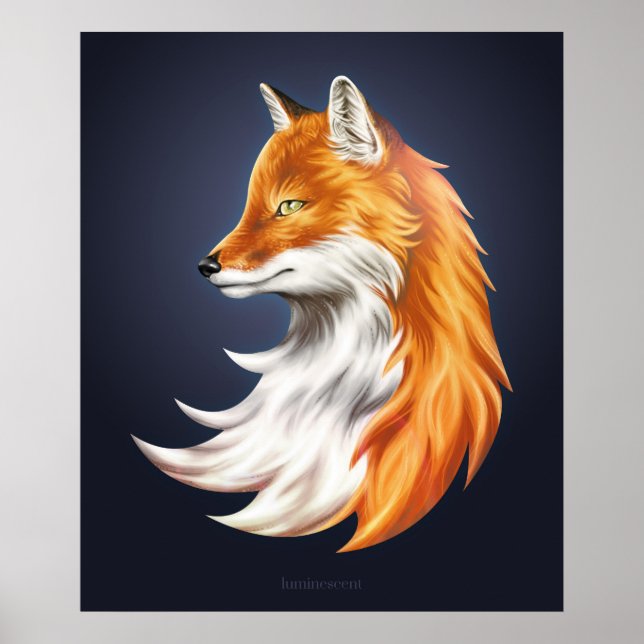 Poster av Magic Fox Navy Art (Framsidan)