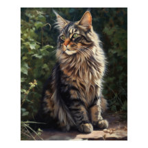 Poster av maine Coon Cat Art-utskrift