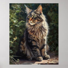 Poster av maine Coon Cat Art-utskrift
