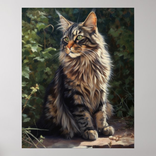 Poster av maine Coon Cat Art-utskrift (Framsidan)