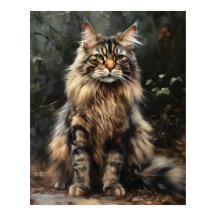 Poster av maine Coon Cat Art-utskrift