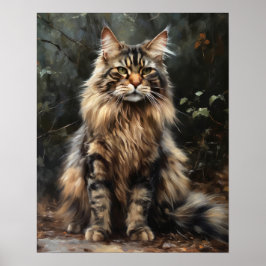 Poster av maine Coon Cat Art-utskrift