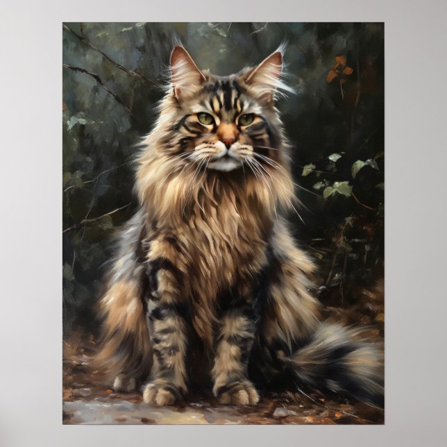 Poster av maine Coon Cat Art-utskrift (Framsidan)