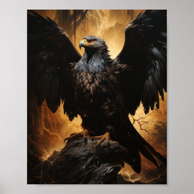 Poster av majestic Eagle Mezzotint Art (Framsidan)