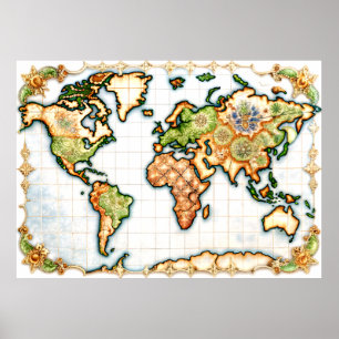 Poster av Majolica World Map