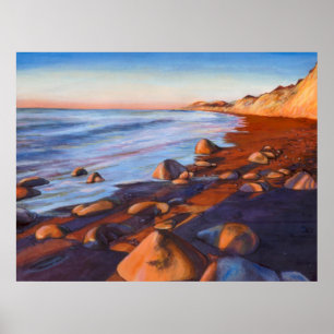 Poster av målat Rocky Beach Shoreline