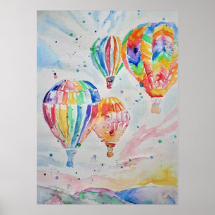 Poster av målning av Luftballongens vattenfärg