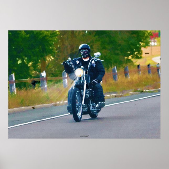 Poster av marscherande Biker på motorvägssträckor (Framsidan)