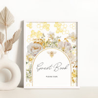 Poster av Meadow blommigt guld bee Guest bok