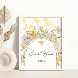 Poster av Meadow blommigt guld bee Guest bok