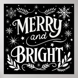 Poster av Merry och Bright Jul Chalkboard