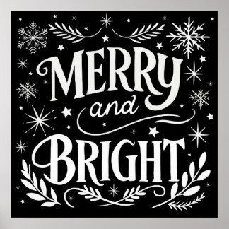 Poster av Merry och Bright Jul Chalkboard