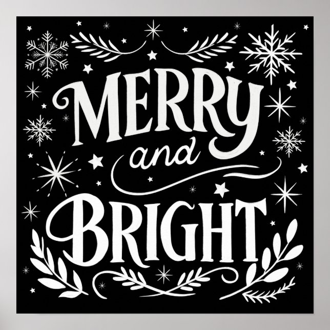 Poster av Merry och Bright Jul Chalkboard (Framsidan)