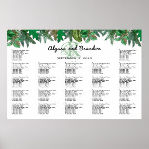 Poster av monogrammed  platsschema för Forest Grey