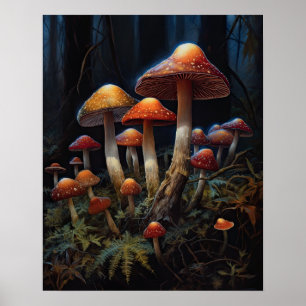 Poster av mörk Cottagecore Mushroom Art Print