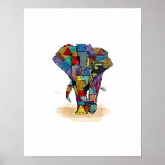 Poster av Mosaic Elephant Print